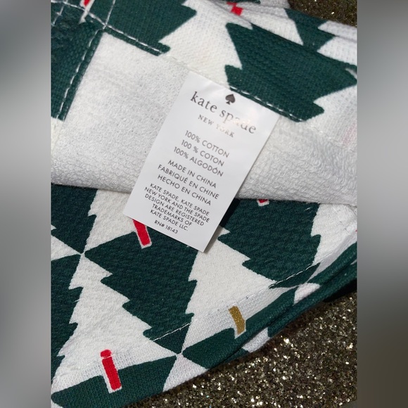 New! Kate Spade Holiday Tree Printed Kitchen Towels-Set of Two- 17”x28”🌲 - Picture 7 of 9